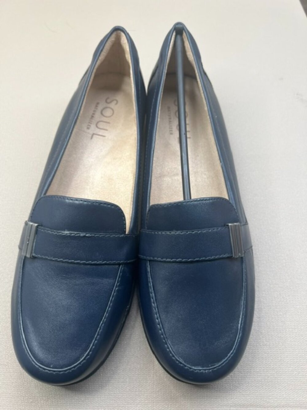 SOUL Naturalizer Kentley Navy Leather Loafers Size 8.5M